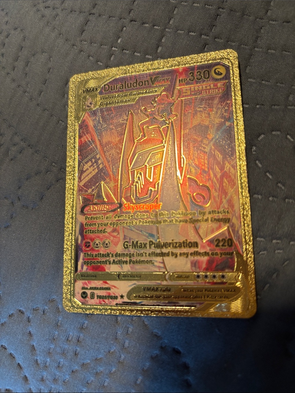 Pokemon Duraludon VMAX Gold Foil Red Orange Holo Card